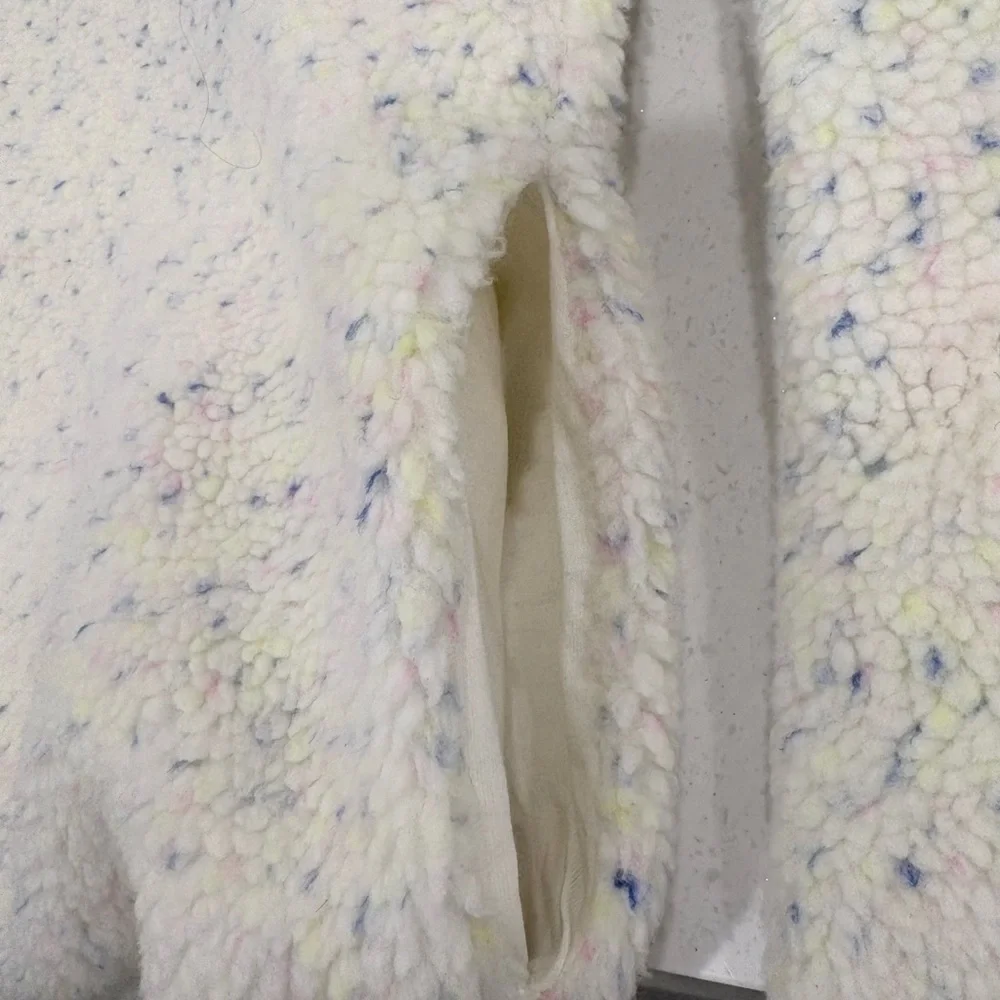 J. Crew Womens Confetti Flecked Cozy Sherpa Zip Jacket Coat XL B#1